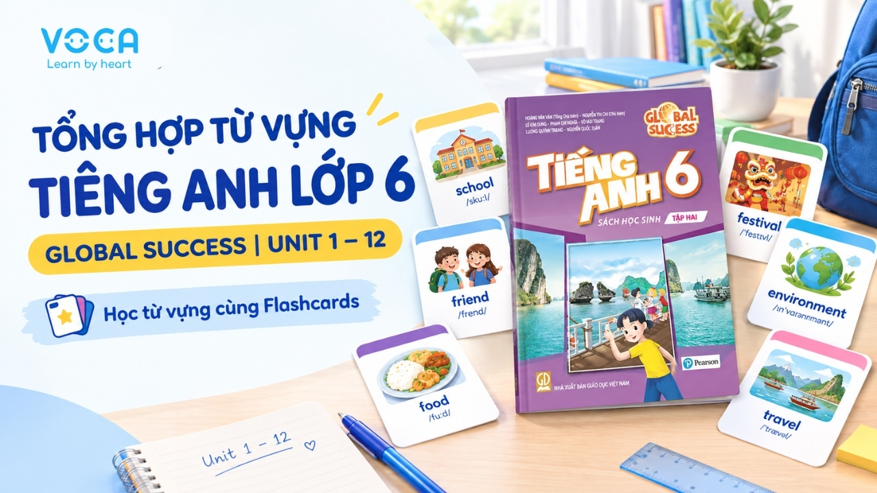 Tổng hợp từ vựng Tiếng Anh lớp 6 Global Success | Unit 1 - 12